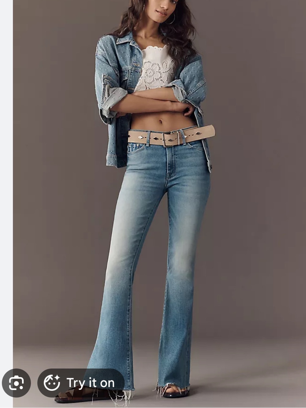 MOTHER weekender fray Flared Jeans in Light Blue Wash